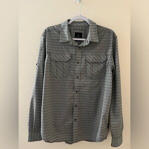 Prana Men’s Gray Plaid Button Front Long Sleeve Shirt Medium